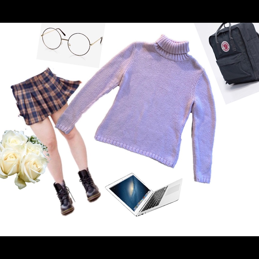 Talbots heavy light pink turtleneck sweater